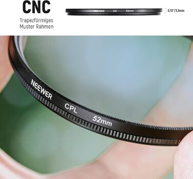 Набір фільтрів NEEWER 52mm ND/UV/CPL: ND2, ND4, ND8, UV, CPL, FLD, з кришкою об'єктива та блендою