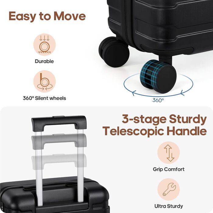 Набір валіз Roadcheer: тріо з полікарбонату з TSA-замком та аксесуарами (рюкзак, культки, сумочка для взуття)