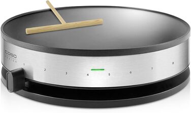 CASO CM 1300 – електрична млинниця, антипригарна поверхня, переможець тесту Haus & Garten Test, регулятор температури, з лопаткою та розподілювачем тіста, чорна, нержавіюча сталь