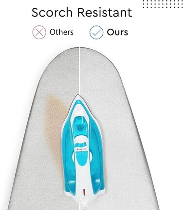 Глянцевий силіконовий чохол для прасувальної дошки Encasa XO, 135x45 см, з товстим шаром піни та фетру, стійкий до нагару та плям, XL сріблястий, люкс