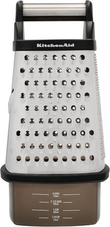 KitchenAid Чотиригранна тертка для сиру з нержавіючої сталі з шинковкою, теркою та зчищувачем цедри, 1 шт.