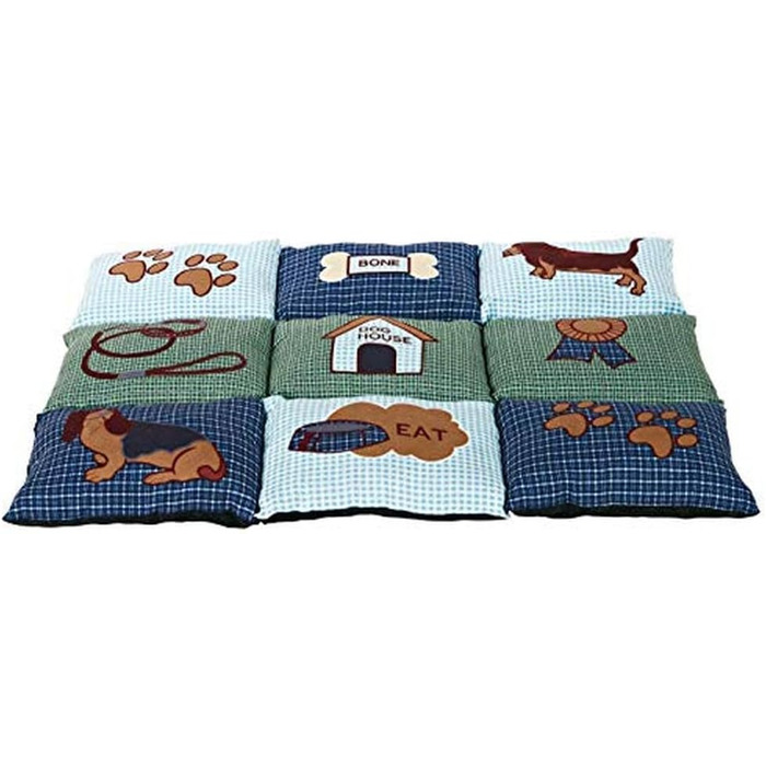 Килимок для собак Trixie Patchwork, 80 x 55 см, блакитний/зелений, стеганий, розмір 10 x 51 x 51 см