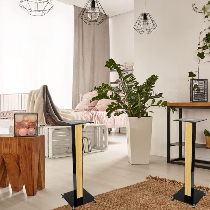 Ексклюзивні підставки для колонок BS03 чорного глянцю з декоративною вставкою (бук світлий)