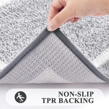 Килимок для ванної кімнати SHACOS: неслизький, м'який, водопоглинаючий, машинного прання, 45x65+50x60 см (Світло-сірий)