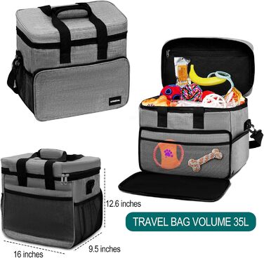 Набір для подорожей з собакою: великий рюкзак, 2 годівниці, контейнери для їжі (Сірий XL)