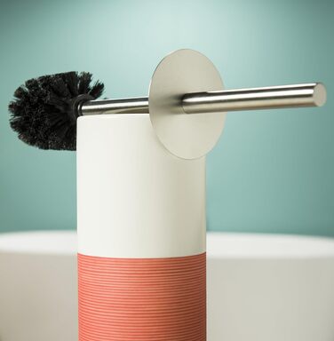 Набір для чищення унітазу Sealskin Doppio з натурального порцеляну, з алюмінієвою ручкою, без свердління, колір: ручна робота (Кораловий, Single)