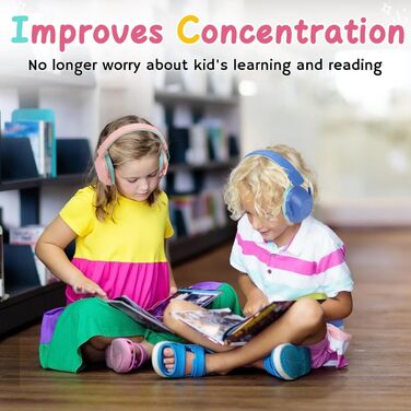 Навушники для захисту від шуму для дітей, навушники для дітей з аутизмом, пасивний захист вух для учнів початкової школи, регульовані навушники для концертів (блакитний+рожевий)