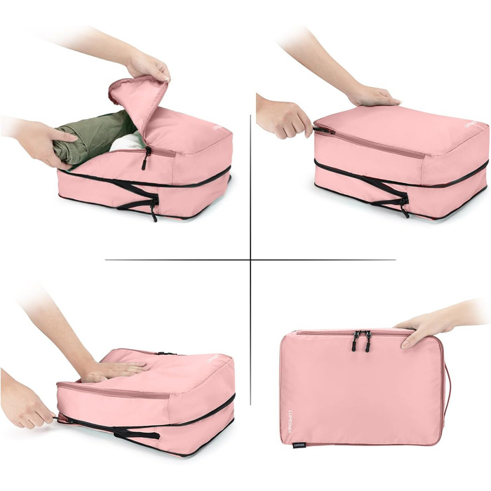 Органайзери для валізи: набір 8 шт. (рожевий, білий) - Packing Cubes для подорожей, косметичка