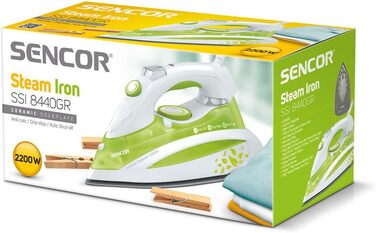 Праска SENCOR SSI 8440GR: потужний відпарювач з керамічною підошвою (2200 Вт), зелений