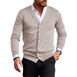 Чоловічий кардиган Runcati без коміра, в'язаний, бежевий, розмір M