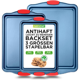 Набір форм для випічки Nutrichef 10 шт. з антипригарним покриттям – для випікання солодкого (печиво) та солодкого (піца). Набір форм з вуглецевої сталі, без PFOA та PTFE, з силіконовими ручками (круглі/квадратні сковорідки)