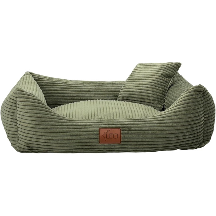 Лежанка для собак Leo4dog: зручна та миюча, розмір M 80x60, оливковий колір