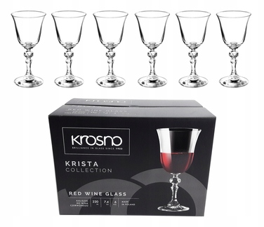 Келихи для червоного вина Krosno Krista, прозорі, 220 мл, 6 шт.