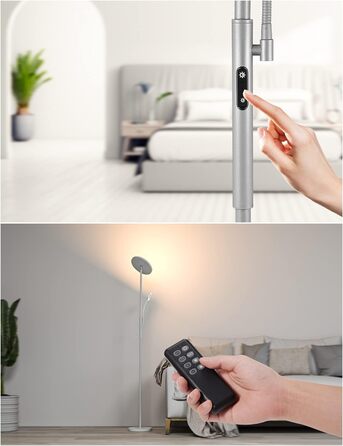 LED-підлогова лампа Modlicht 35W з регулюванням яскравості, чорна, 4200LM, з пультом та сенсорним керуванням, 3000-6000K, для вітальні, спальні, офісу