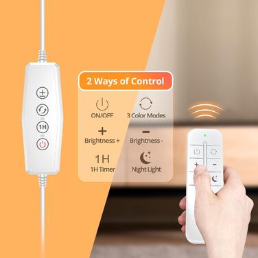 LED лампа для столу 10W з регулюванням яскравості - 160 LED, USB-адаптер, 3 колірні температури, 10 рівнів яскравості, гнучкий 30см шлангу, для дому та офісу, з пультом керування