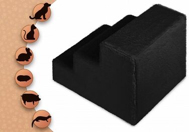 Сходинка для собак Mg Design - 3 сходинки, чорний колір, стабільний дерев'яний каркас, для собак та котів, 40 x 45 x 35 см