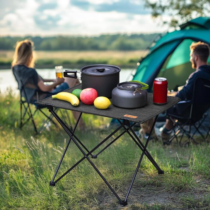 Стіл для кемпінгу VILLEY складний, з алюмінію та Оксфордської тканини, 25 кг, з сумкою, для відпочинку на природі, кухні та риболовлі, чорний