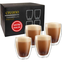 Creano PREMIUM double-walled drinking glasses, 400ml - 4-piece set - Restaurant quality - 100% dishwasher safe - NEW 2024