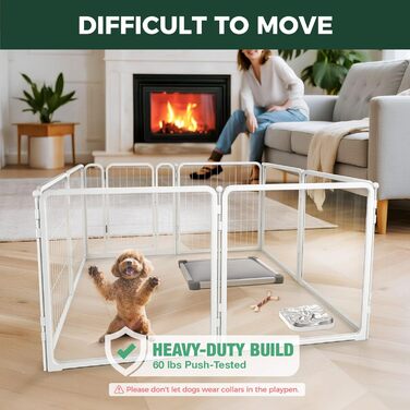 FXW Pawadise: Металевий вольєр для собак з акрилу та металевої сітки, 61 см, 8 панелей, білий, для цуценят та маленьких собак