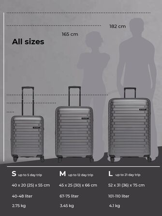 Розширюваний ручний багаж 55 см Anthracite Metallic Collection 04 з TSA-замком та 4 колесами | з поліпропілену | 40-48 літрів