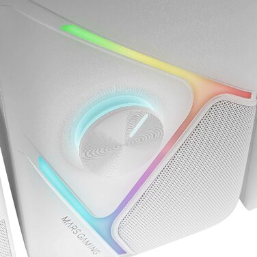 Mars Gaming MS-H21 RGB 2.1 Gaming-Lautsprecher: 35W сабвуфер, 3D звук, USB, 3.5mm, Білий