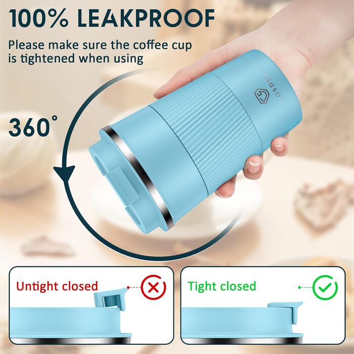 Термокружка CS COSDDI з нержавіючої сталі, 380 мл, з кришкою, для кави, води та чаю, подвійні стінки, ізольована, для подорожей та автомобіля