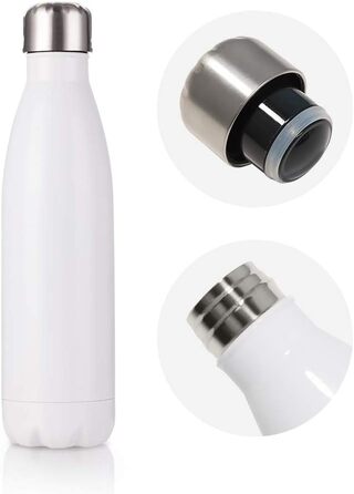 PYD Life Thermo-Sport Water Bottles, Blanks, Stainless Steel, with Lid, for Mugs, Heat Press, Sublimation Printing, Oven Printing, 482 ml, White, 4 Pieces