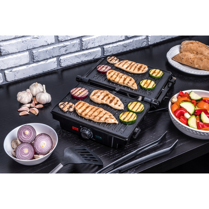 Складаний електричний контактний гриль Eldom GK130, сріблястий/сірий, 1600 Вт