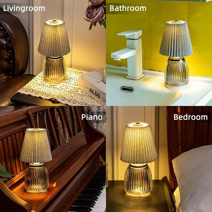 Настільна лампа MJ з таймером, акумуляторна, для дому та декору (сіра)