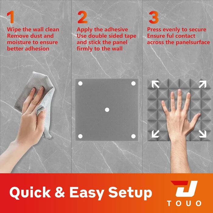 Акустичні пірамідні панелі для звукоізоляції стін та стелі, вогнетривкий шумопоглинаючий поролон 30x30x5 см, сірий, 6 шт