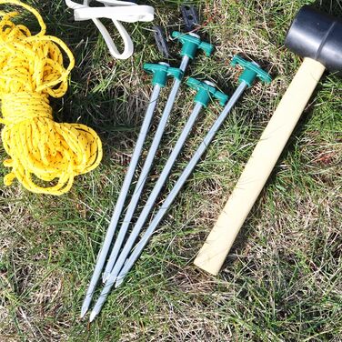 com-four® 48x Tent Stakes from Steel 250mm x Ø 7mm - Long and robust ground stakes with plastic holder - Rock bottom stake for camping and outdoor - ideal for normal and hard ground