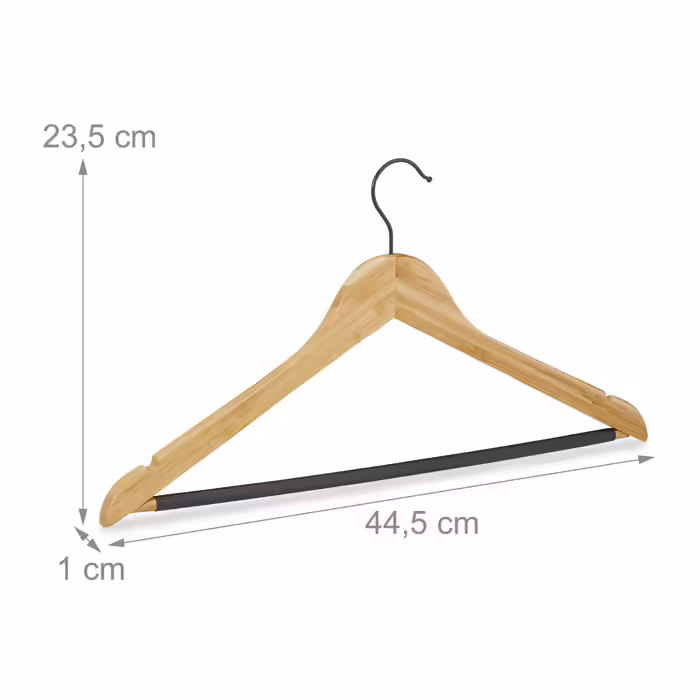 Relaxdays Clothes Hangers, 10-Piece Bamboo Set