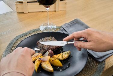 ZWILLING Steak Knife Set for 6 People, 12-Piece, 6 Steak Knives and 6 Steak Forks, Includes Wooden Storage Box, Stainless Steel / Wood, Silver