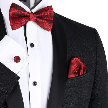 Набір краватки з градієнтом Paisley, нагрудного хустинки та запонок Alizeal (червоний, універсальний розмір)