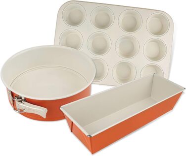 Форма для випічки Dr. Oetker DieMaus, Ø 26 см, набір 3 шт., сталевий лист, антипригарне покриття, помаранчевий/кремовий