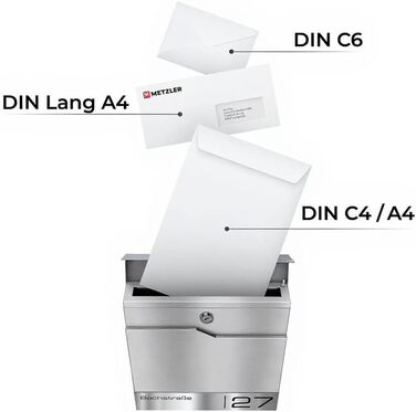 Поштовий ящик Metzler Thobe з нержавіючої сталі, з відділенням для преси та іменним табличкою