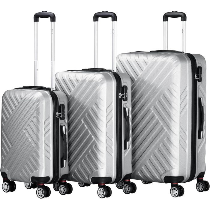 Набір валіз Zelsius 3 шт. сірий колір | ABS валізи з кодовим замком, подвійними колесами та внутрішнім роздільником | Ручна валіза, набір валіз з твердим корпусом 3 шт., ролер, велика валіза, дорожній набір