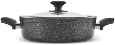 Набір кухонного посуду Karaca Biogranit Blackgold 12 предметів | Покриття з антипригарним ефектом | Стійкий до подряпин | Здоровий та екологічний | Енергоефективний | Елегантний дизайн | Легко миється (Чорний/Золотистий)