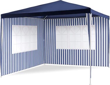 PE Pavilion Party Tent with 2 Side Panels for Garden, Terrace, Market, Camping, Festival as Shelter and Tarp, Waterproof 3 x 3 m blue