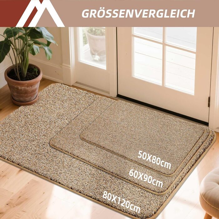 Килимок для входу COSY HOMEER бежевий 60x90 см, м'який, вологопоглинаючий, антиковзкий, для кухні, коридору, приміщення
