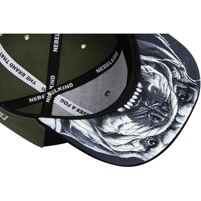 Кепка Nebelkind Snapback Unisex, чорний з оливковим, регульована, трендова streetwear, якісна бейсболка з прямим козирком