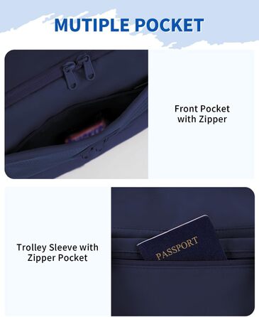 Спортивна сумка Wandf для ручної поклажі в літак (45x36x20 см) з відділенням для взуття та мокрих речей, для подорожей, спортзалу (блакитна)