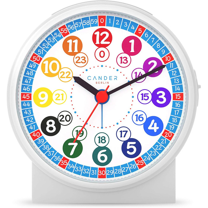 Cander Berlin MNU 1009 Silent Kinderwecker (children's alarm clock) and MNA 1030 J blue wristwatch, learning clock silent children's clock light snooze table clock alarm clock children lighting quiet snooze girls boys