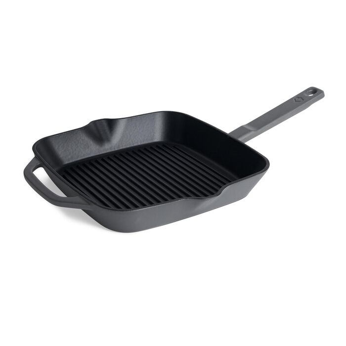 Чавунна гриль-сковорода Springlane 26 см емальована сіра - для всіх плит, включаючи індукцію