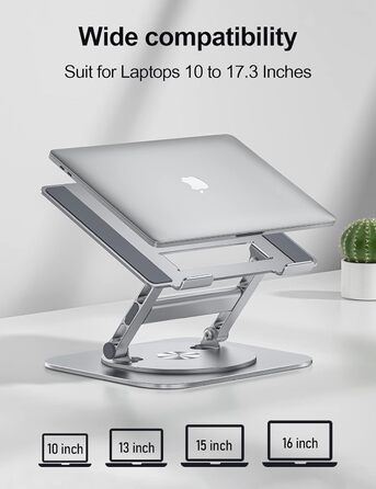 MCHOSE Adjustable Laptop Stand - Ergonomic Aluminum Laptop Riser for Desk - 360° Rotation - Compatible with MacBook Air & 10-17' Laptops