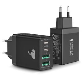 Зарядний пристрій USB-C 2 шт, 4 порти: адаптер для швидкої зарядки 40W PD 3.0 для iPhone 15 Pro Max, Samsung та інших смартфонів - чорний