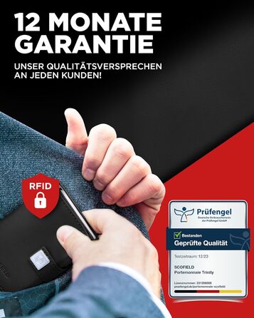 Чоловічий гаманець SF SCOFIELD з відділенням для монет | Тонкий гаманець на 9-11 карток | RFID захист | Чоловіче портмоне | Гаманець з монетницею | Чорний | Slim Wallet