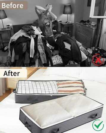 Коробки для зберігання під ліжко з кришкою, 90L, 4 шт., сірі. Органайзери для постільних речей, ковдр, подушок