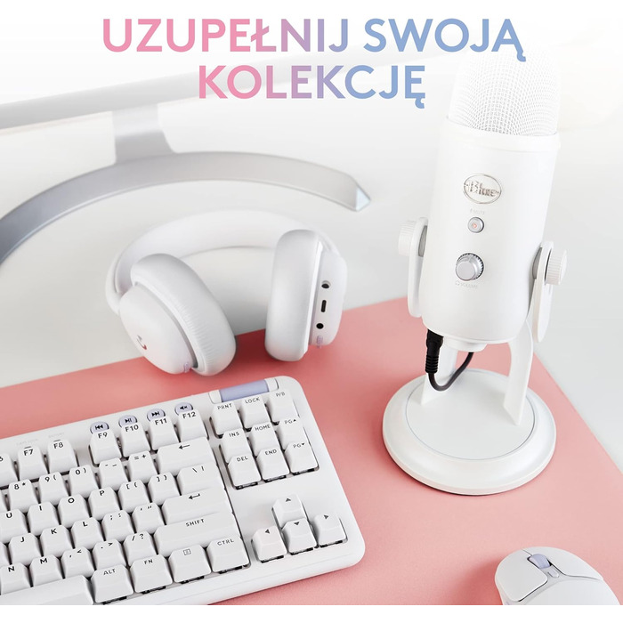 Мікрофон Logitech G Blue Yeti USB для стрімінгу, подкастів та запису (білий). Преміум-якість, Blue VO!CE, сумісний з PC та комп'ютером.