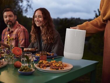 Sonos Move 2 – Портативна бездротова колонка з Wi-Fi, Bluetooth, Alexa, 24 год роботи, біла
